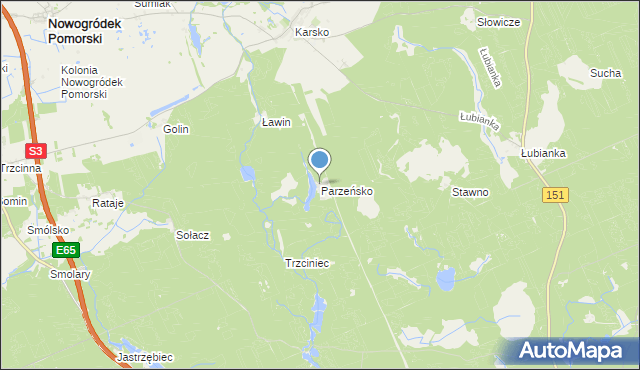 mapa Parzeńsko, Parzeńsko na mapie Targeo